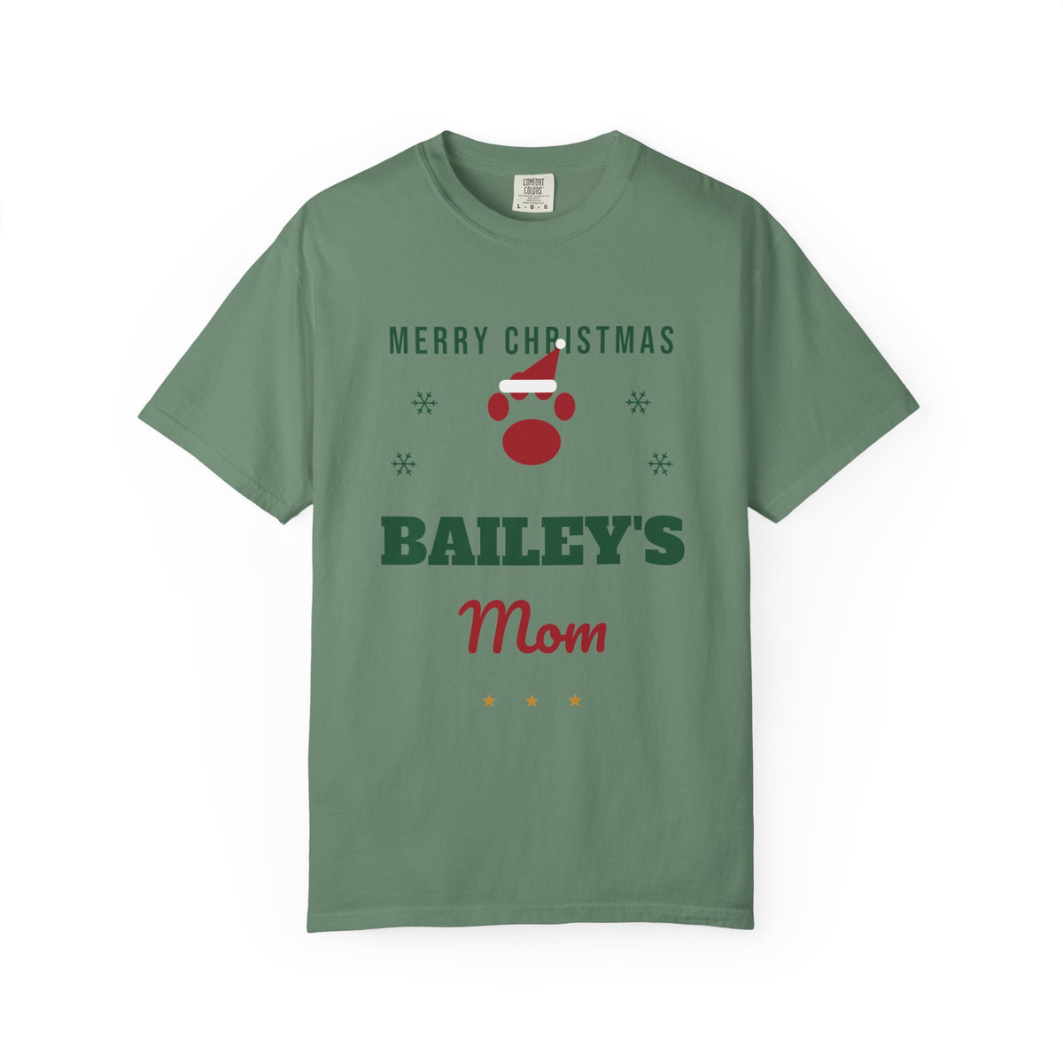 Custom Christmas Dog Mom Shirt with Pet Name, Personalized Holiday Pet Dad Comfort Colors Tee, Santa Hat Paw Gift