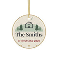 Personalized Family Christmas Ornament 2026, Custom Last Name Ornament with Year, Snowy House Family Keepsake, New Home Christmas Gift
