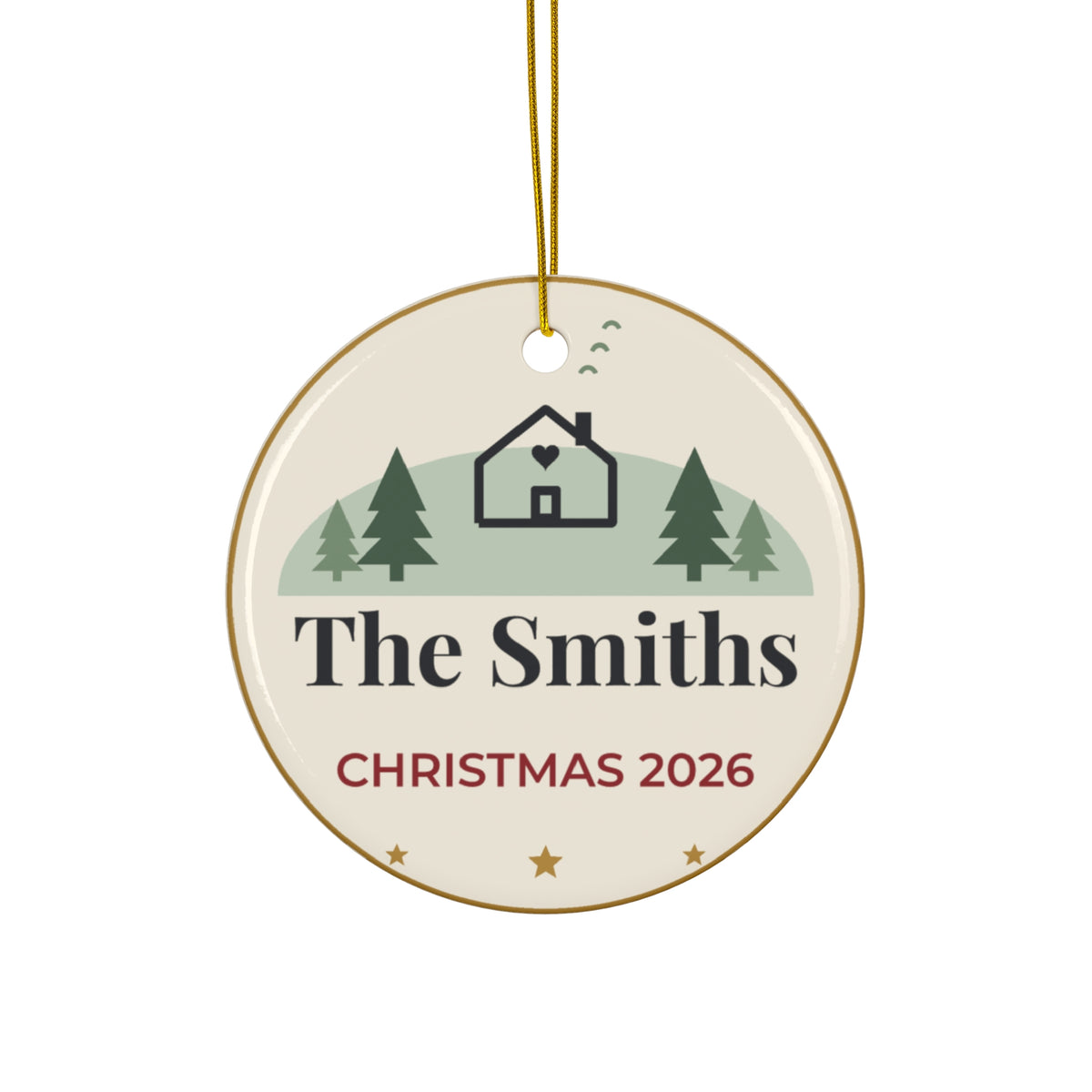 Personalized Family Christmas Ornament 2026, Custom Last Name Ornament with Year, Snowy House Family Keepsake, New Home Christmas Gift