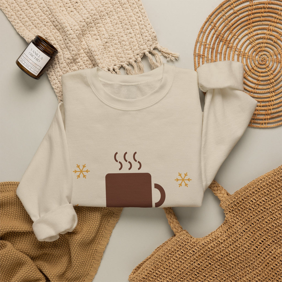 Cozy Season retro hot cocoa christmas sweatshirt design by Blackstar Creative, view 9