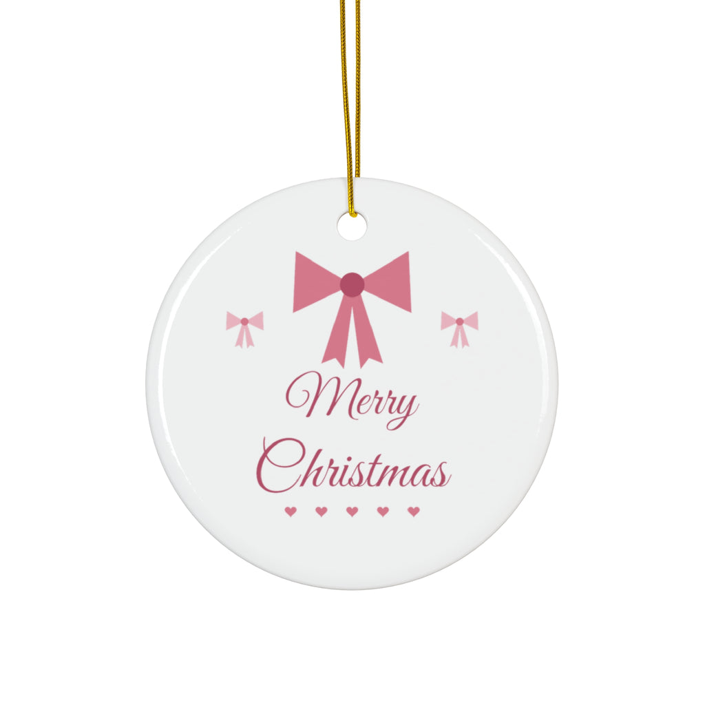 Coquette Bow Christmas pink bow ornament design by Blackstar Creative