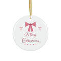 Coquette Bow Christmas pink bow ornament design by Blackstar Creative