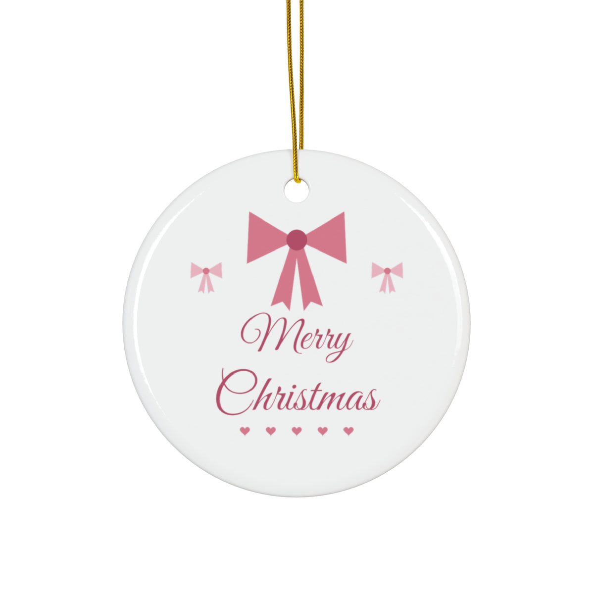 Coquette Bow Merry Christmas Ornament, Pink Bow Holiday Ornament, Girly Aesthetic Xmas Gift, Pink Christmas Mug