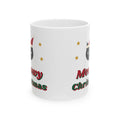 Meowy Christmas black cat santa hat mug design by Blackstar Creative