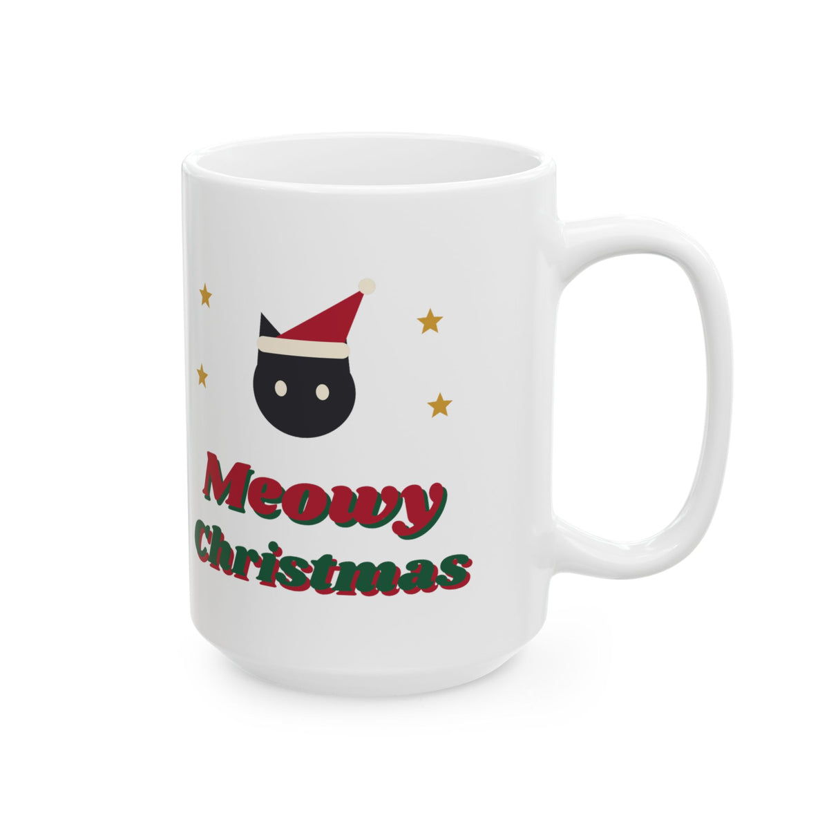 Meowy Christmas black cat santa hat mug design by Blackstar Creative, view 8
