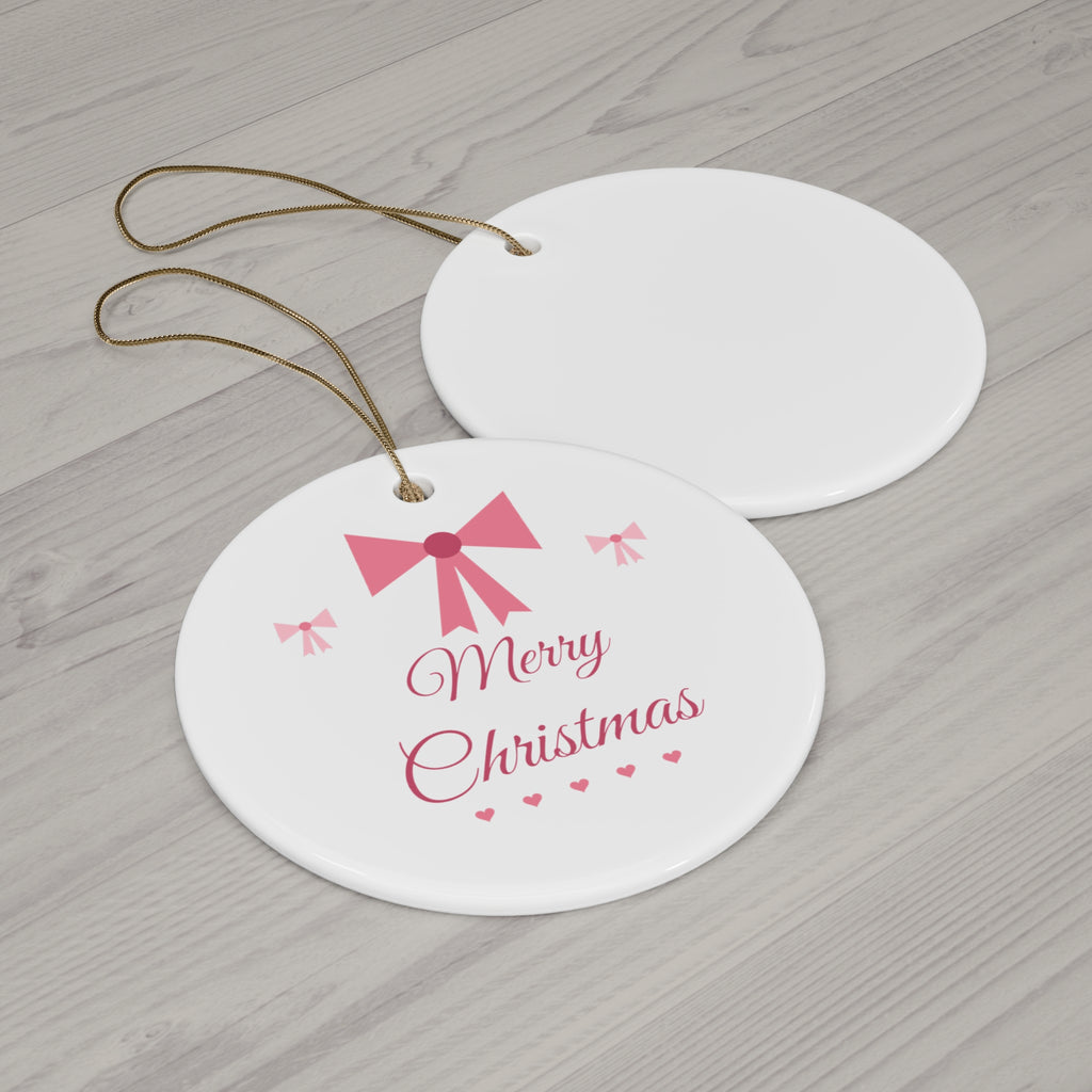 Coquette Bow Christmas pink bow ornament design by Blackstar Creative, view 2