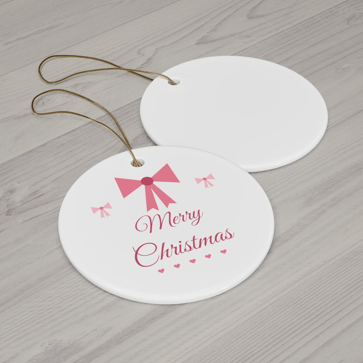 Coquette Bow Merry Christmas Ornament, Pink Bow Holiday Ornament, Girly Aesthetic Xmas Gift, Pink Christmas Mug