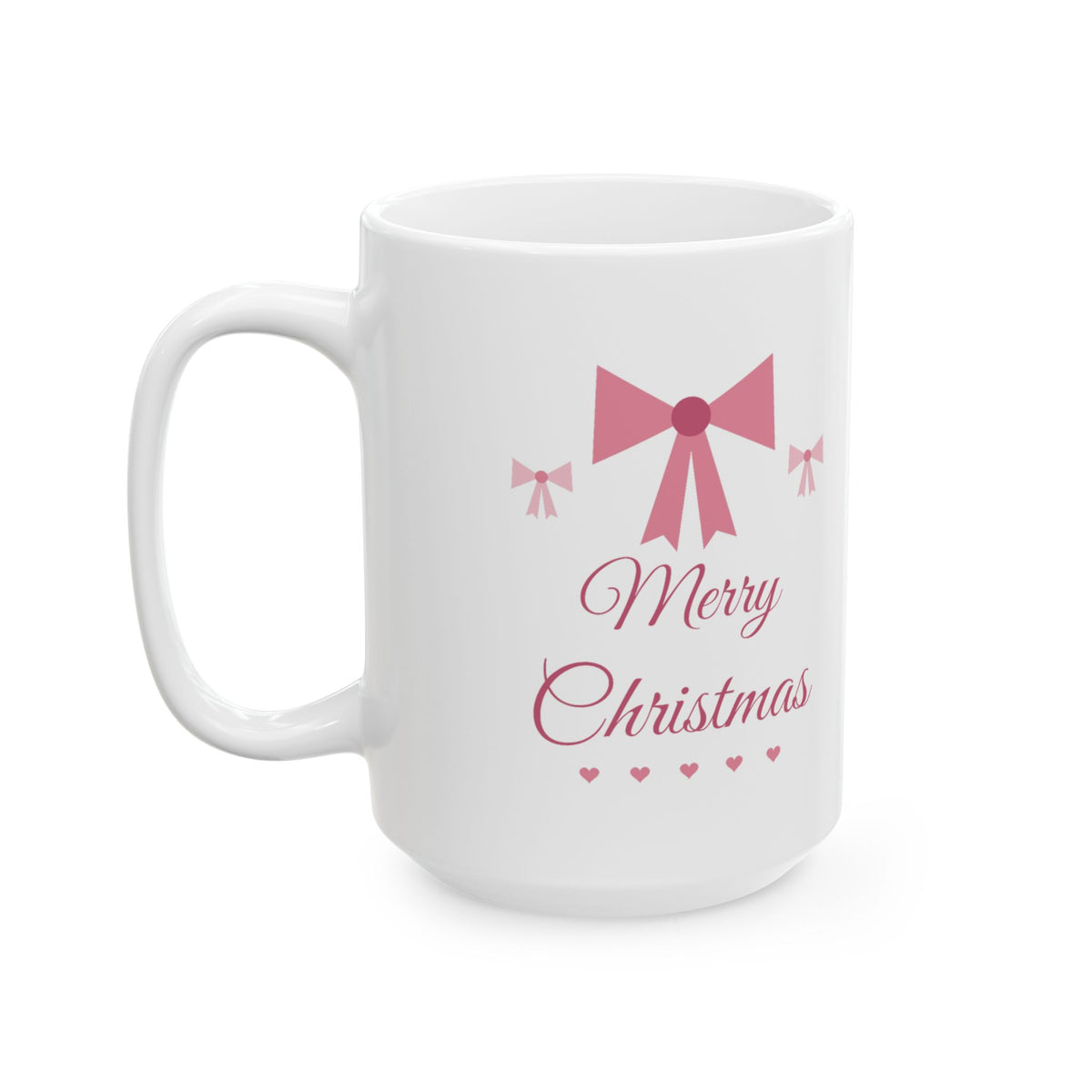 Coquette Bow Merry Christmas Mug, Pink Bow Holiday Mug, Girly Aesthetic Xmas Gift, Pink Christmas Mug