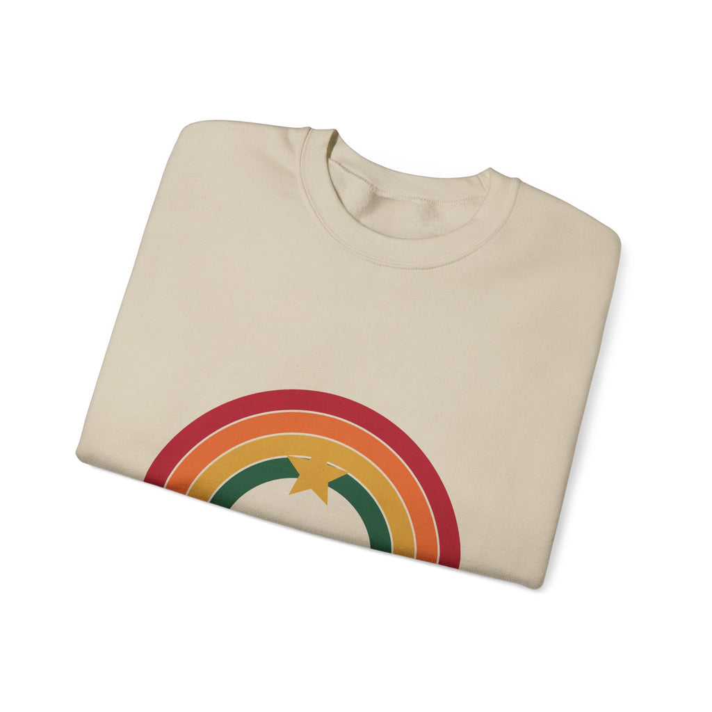 Cocoa and Candlelight retro 70s rainbow christmas sweatshirt design by Blackstar Creative, view 8