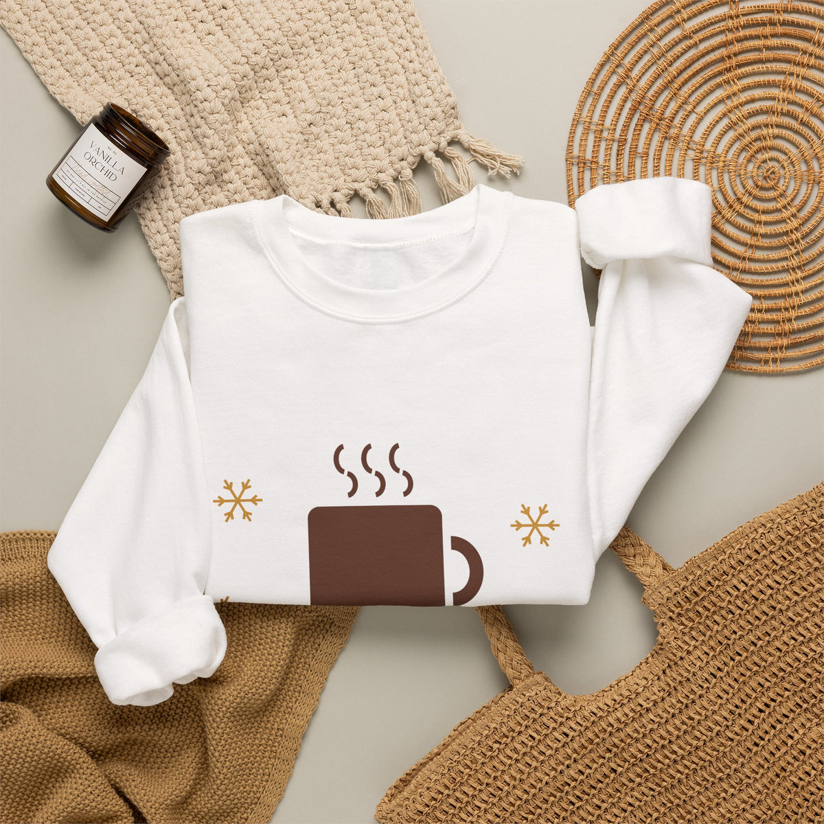 Cozy Season Christmas Sweatshirt, Retro Hot Cocoa Holiday Crewneck, Cozy Winter Gift for Her, Christmas Mug & Ornament