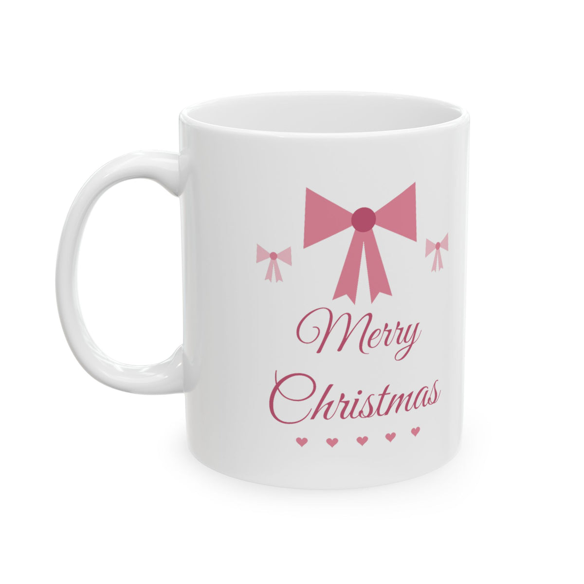 Coquette Bow Merry Christmas Mug, Pink Bow Holiday Mug, Girly Aesthetic Xmas Gift, Pink Christmas Mug