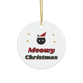 Meowy Christmas black cat santa hat ornament design by Blackstar Creative