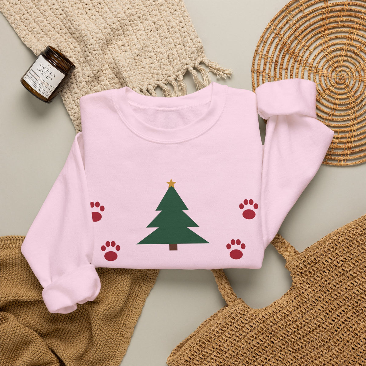 Sleigh All Day With My Dog dog lover paw print christmas sweatshirt design by Blackstar Creative, view 12