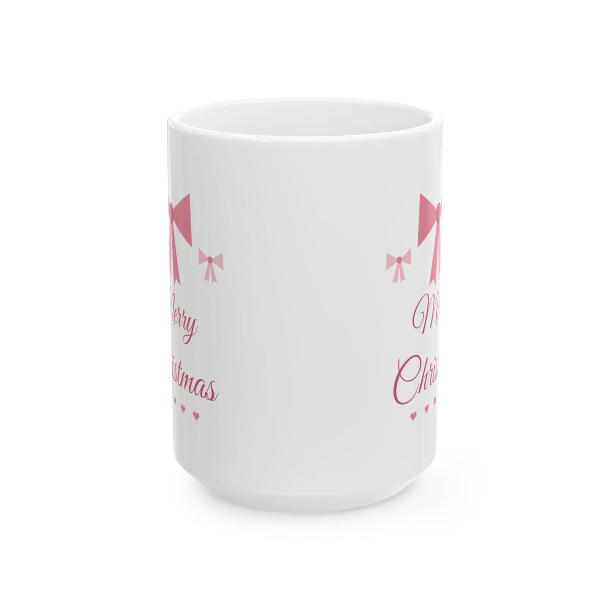 Coquette Bow Merry Christmas Mug, Pink Bow Holiday Mug, Girly Aesthetic Xmas Gift, Pink Christmas Mug