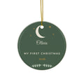 Baby's First Christmas Ornament 2026, Personalized Name Ornament, Sage Green Moon and Stars Keepsake, New Baby Gift, Custom Baby Ornament