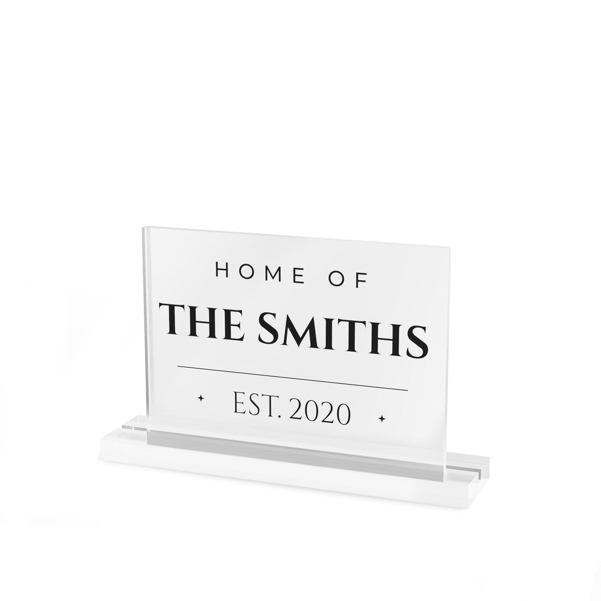 Personalized Family Name Acrylic Sign, Custom Est. Year Table Sign, Modern Last Name Shelf Decor, Wedding Gift