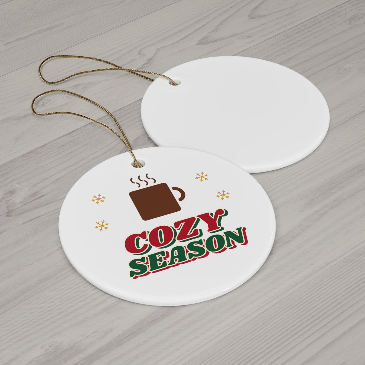 Cozy Season Christmas Ornament, Retro Hot Cocoa Holiday Ornament, Cozy Winter Gift for Her, Christmas Mug & Ornament