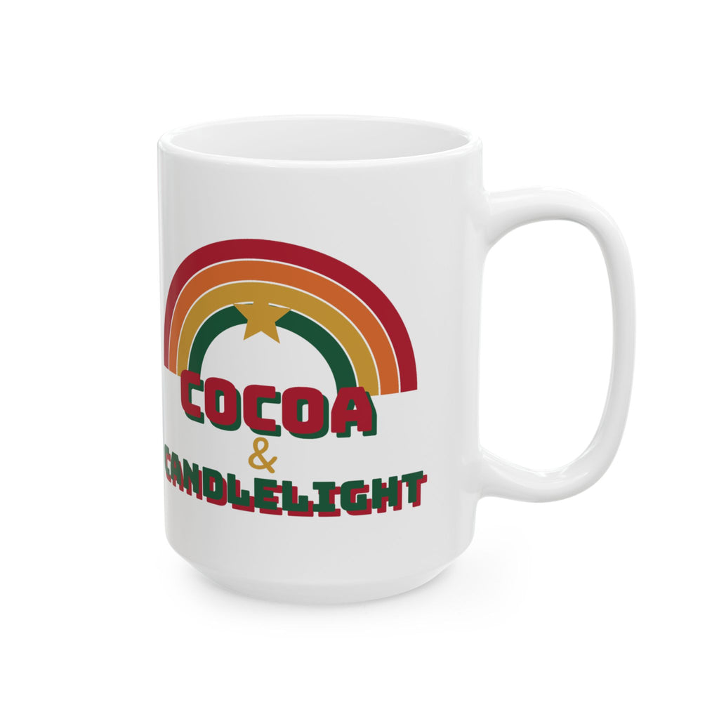 Cocoa and Candlelight retro 70s rainbow christmas mug design by Blackstar Creative, view 8