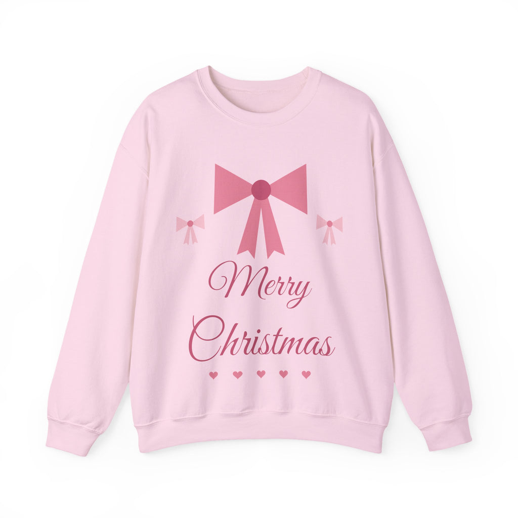 Coquette Bow Christmas pink bow sweatshirt design by Blackstar Creative, view 3