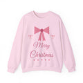 Coquette Bow Christmas pink bow sweatshirt design by Blackstar Creative, view 3