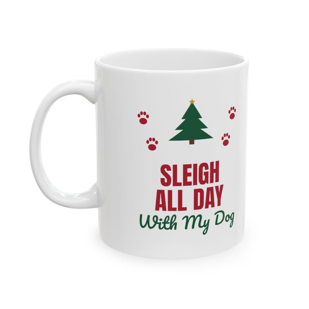 Sleigh All Day With My Dog dog lover paw print christmas mug design by Blackstar Creative, view 4