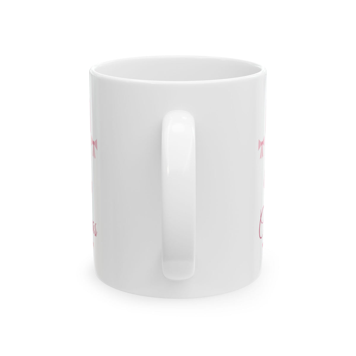Coquette Bow Merry Christmas Mug, Pink Bow Holiday Mug, Girly Aesthetic Xmas Gift, Pink Christmas Mug