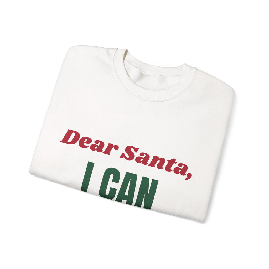 Dear Santa I Can Explain funny naughty list christmas sweatshirt design by Blackstar Creative, view 5