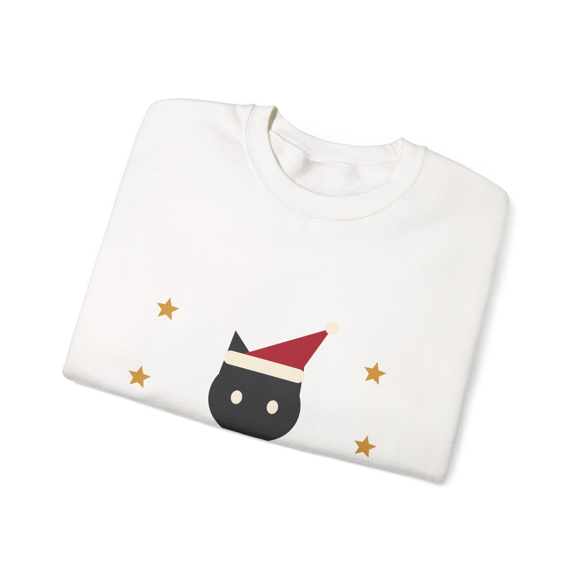 Meowy Christmas Cat Sweatshirt, Black Cat Santa Hat Holiday Crewneck, Cat Mom Xmas Gift, Funny Cat Christmas Mug