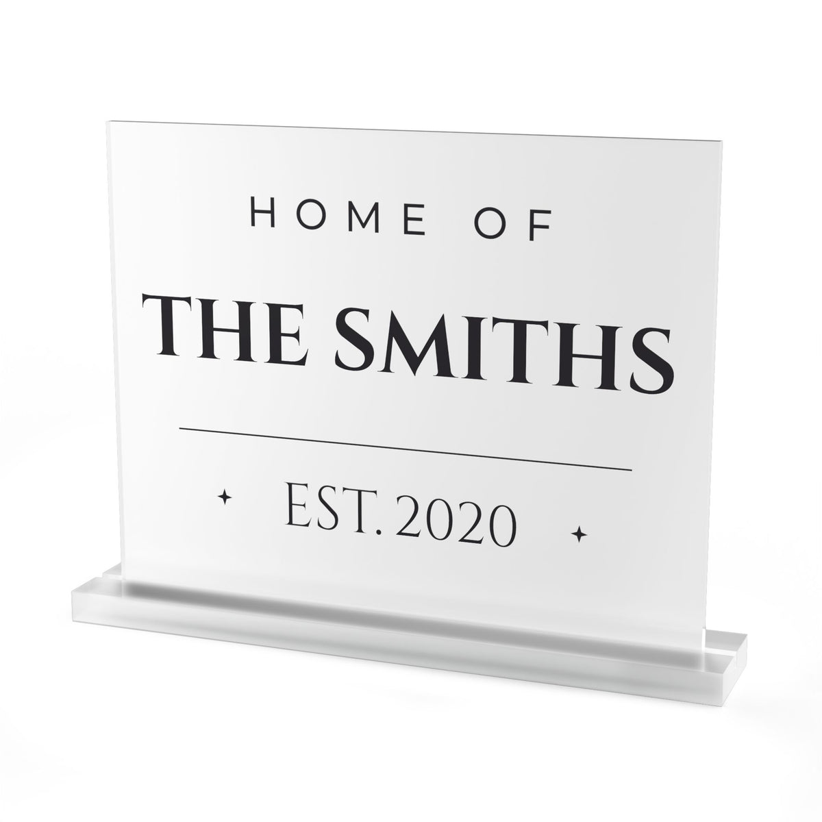 Personalized Family Name Acrylic Sign, Custom Est. Year Table Sign, Modern Last Name Shelf Decor, Wedding Gift