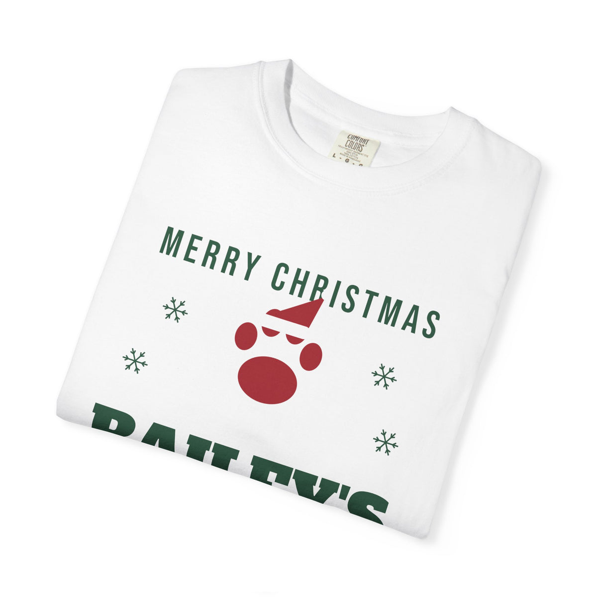 Custom Christmas Dog Mom Shirt with Pet Name, Personalized Holiday Pet Dad Comfort Colors Tee, Santa Hat Paw Gift