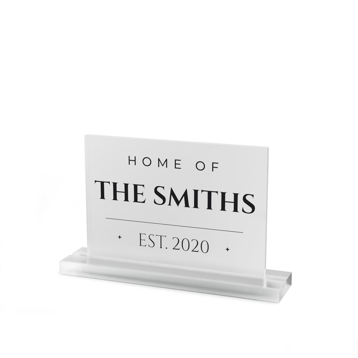 Personalized Family Name Acrylic Sign, Custom Est. Year Table Sign, Modern Last Name Shelf Decor, Wedding Gift