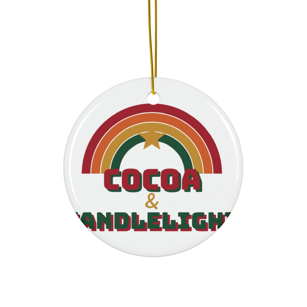 Cocoa and Candlelight retro 70s rainbow christmas ornament design by Blackstar Creative