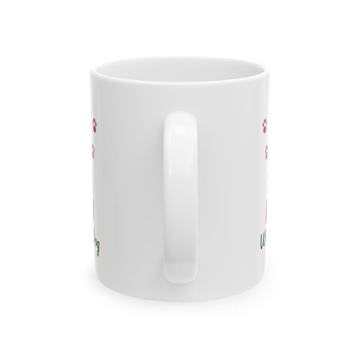Sleigh All Day With My Dog Christmas Mug, Dog Lover Holiday Mug, Funny Paw Print Xmas Gift