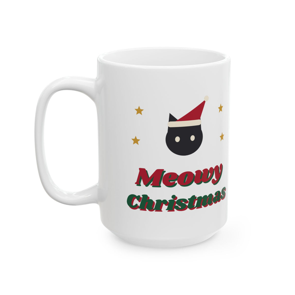 Meowy Christmas black cat santa hat mug design by Blackstar Creative, view 7