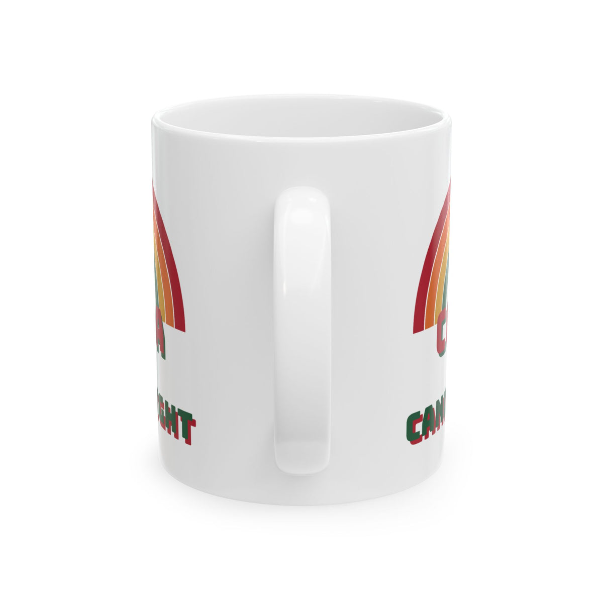 Cocoa and Candlelight retro 70s rainbow christmas mug design by Blackstar Creative, view 3