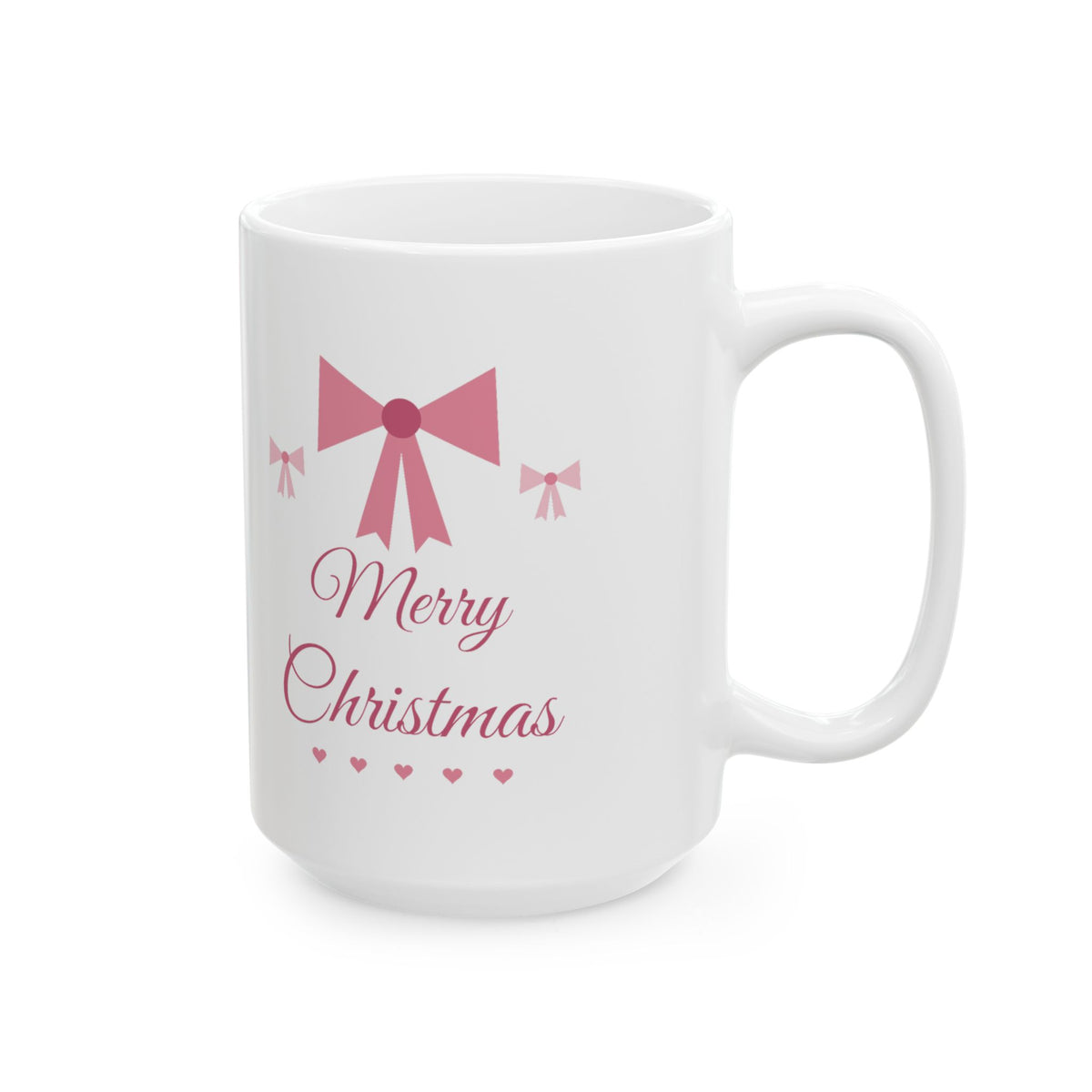 Coquette Bow Merry Christmas Mug, Pink Bow Holiday Mug, Girly Aesthetic Xmas Gift, Pink Christmas Mug
