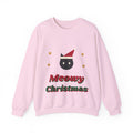 Meowy Christmas black cat santa hat sweatshirt design by Blackstar Creative, view 3