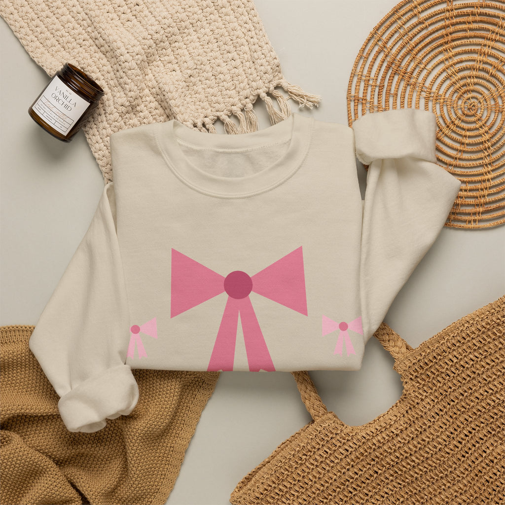 Coquette Bow Christmas pink bow sweatshirt design by Blackstar Creative, view 9