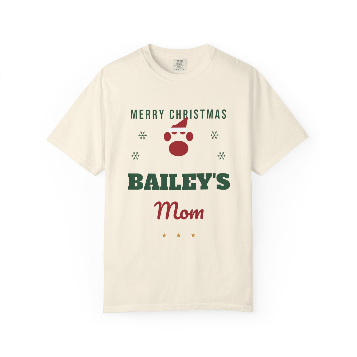 Custom Christmas Dog Mom Shirt with Pet Name, Personalized Holiday Pet Dad Comfort Colors Tee, Santa Hat Paw Gift