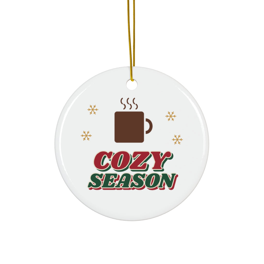 Cozy Season retro hot cocoa christmas ornament design by Blackstar Creative