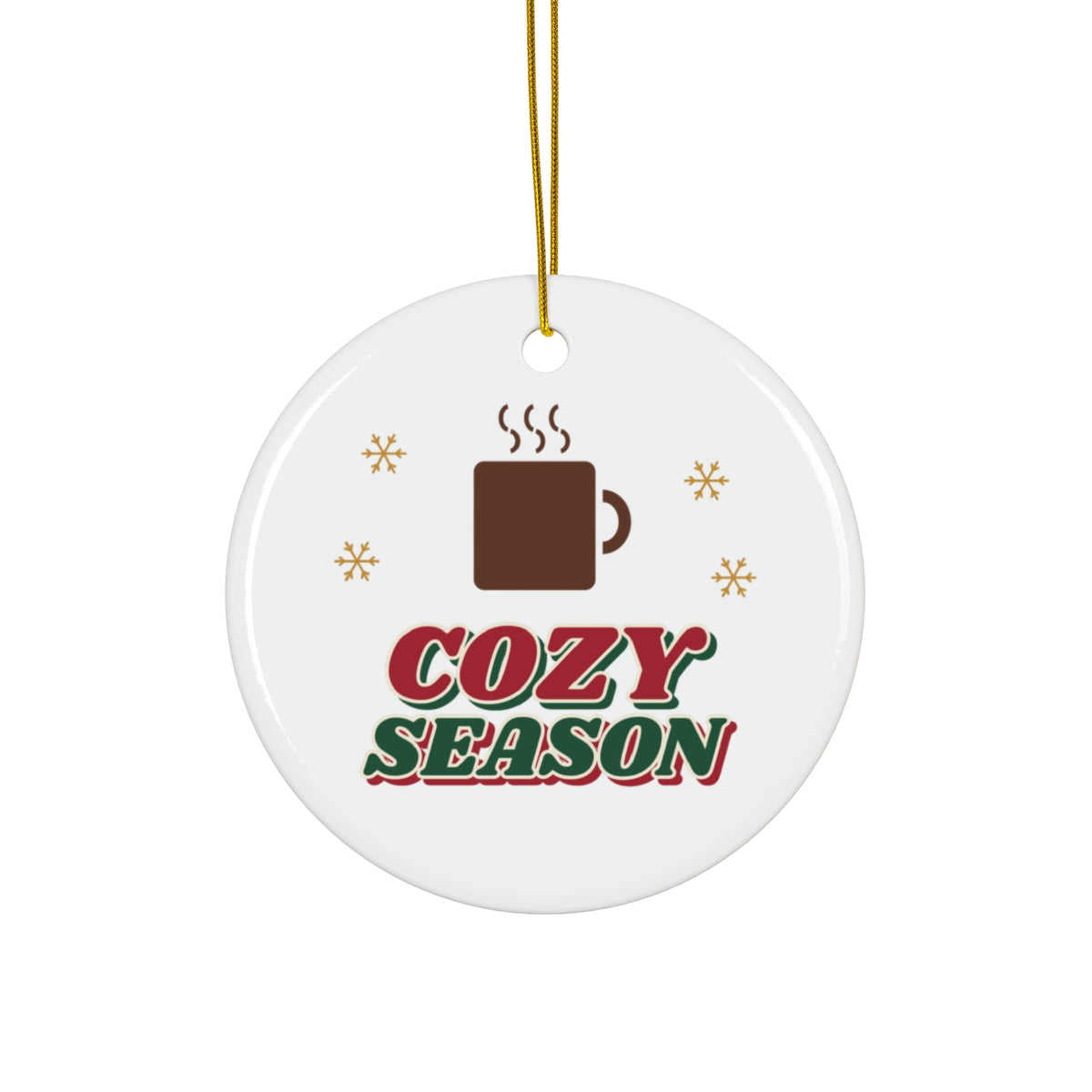 Cozy Season Christmas Ornament, Retro Hot Cocoa Holiday Ornament, Cozy Winter Gift for Her, Christmas Mug & Ornament