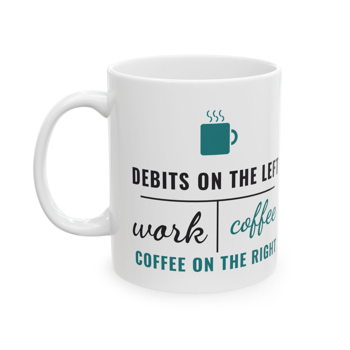 Debits on the Left Coffee on the Right Funny Accountant Mug, CPA Bookkeeper Coffee Cup, Tax Season Gift