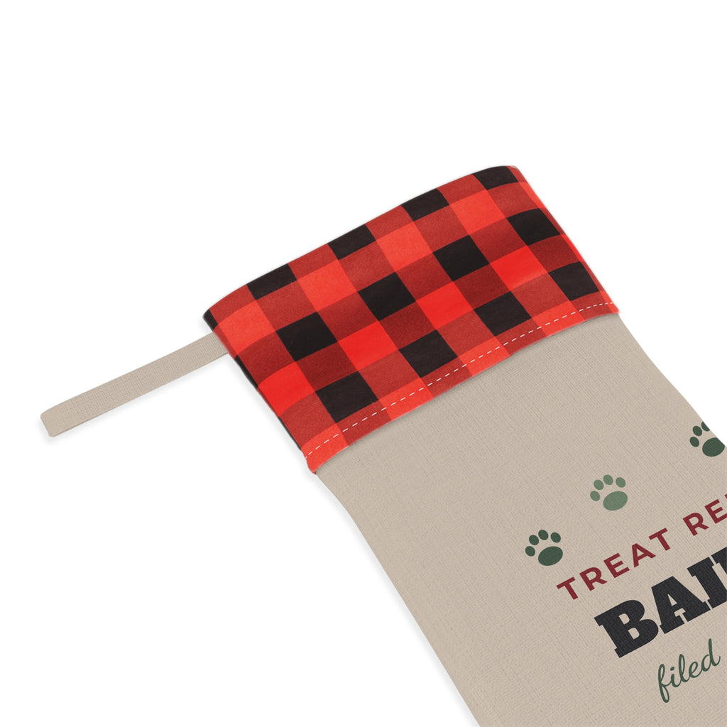 Personalized Dog Christmas Stocking, Custom Pet Name Stocking, Funny Treat Report Stocking, Paw Print Holiday Stocking, Dog Mom Gift