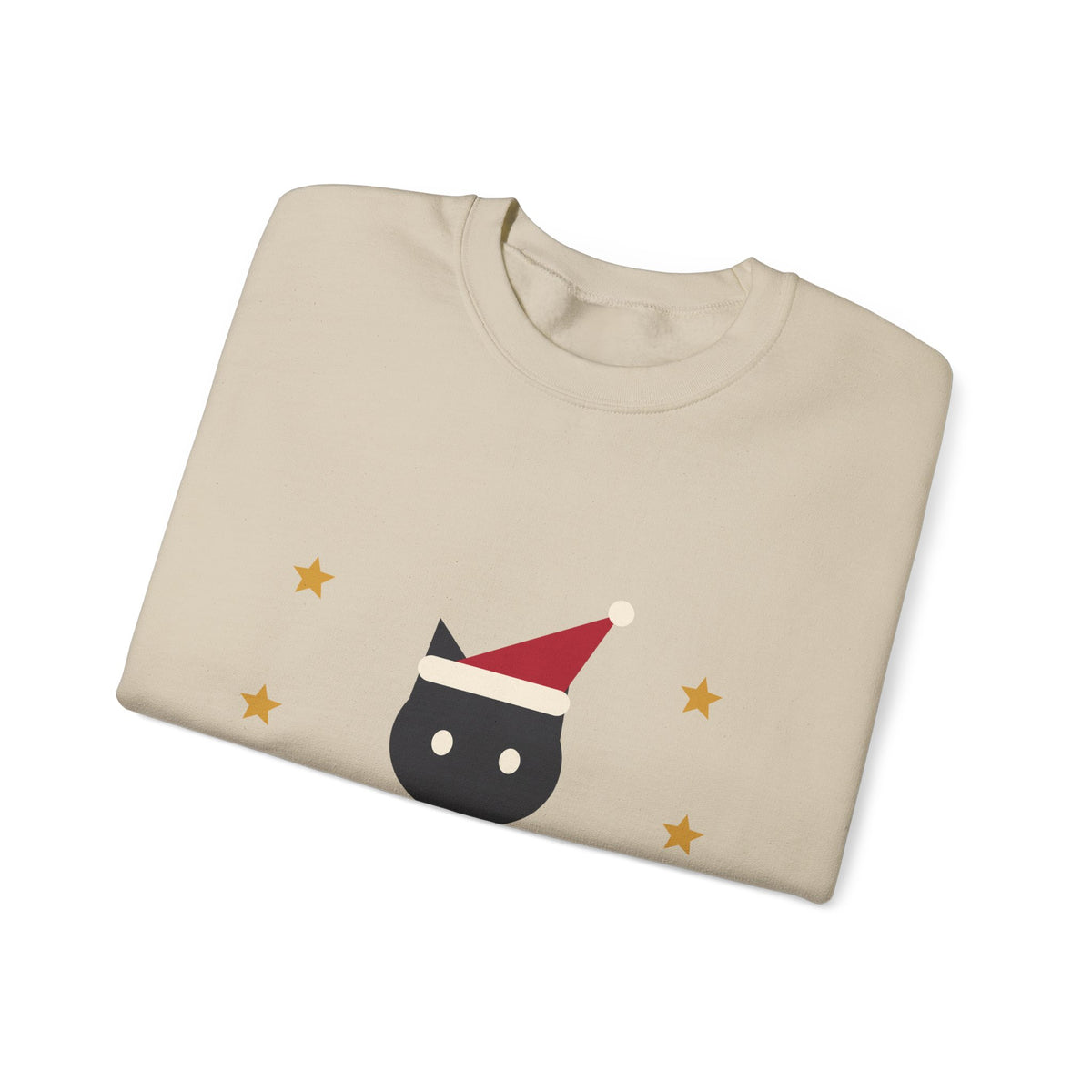 Meowy Christmas black cat santa hat sweatshirt design by Blackstar Creative, view 8