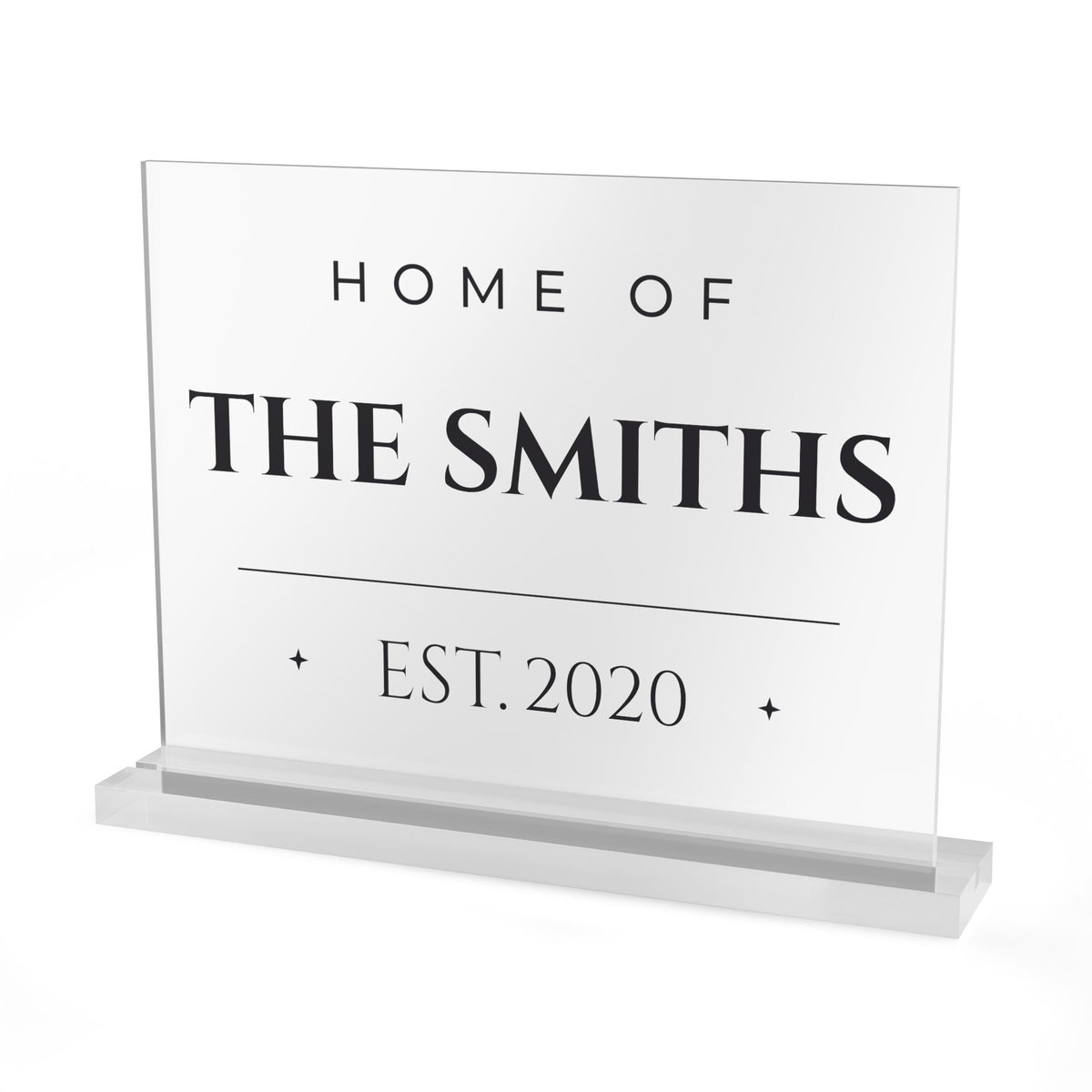 Personalized Family Name Acrylic Sign, Custom Est. Year Table Sign, Modern Last Name Shelf Decor, Wedding Gift