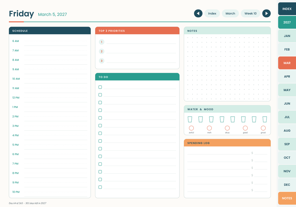 2027 Digital Planner daily page