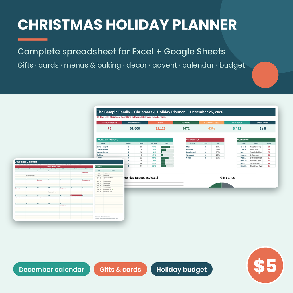 Christmas & Holiday Planner spreadsheet cover