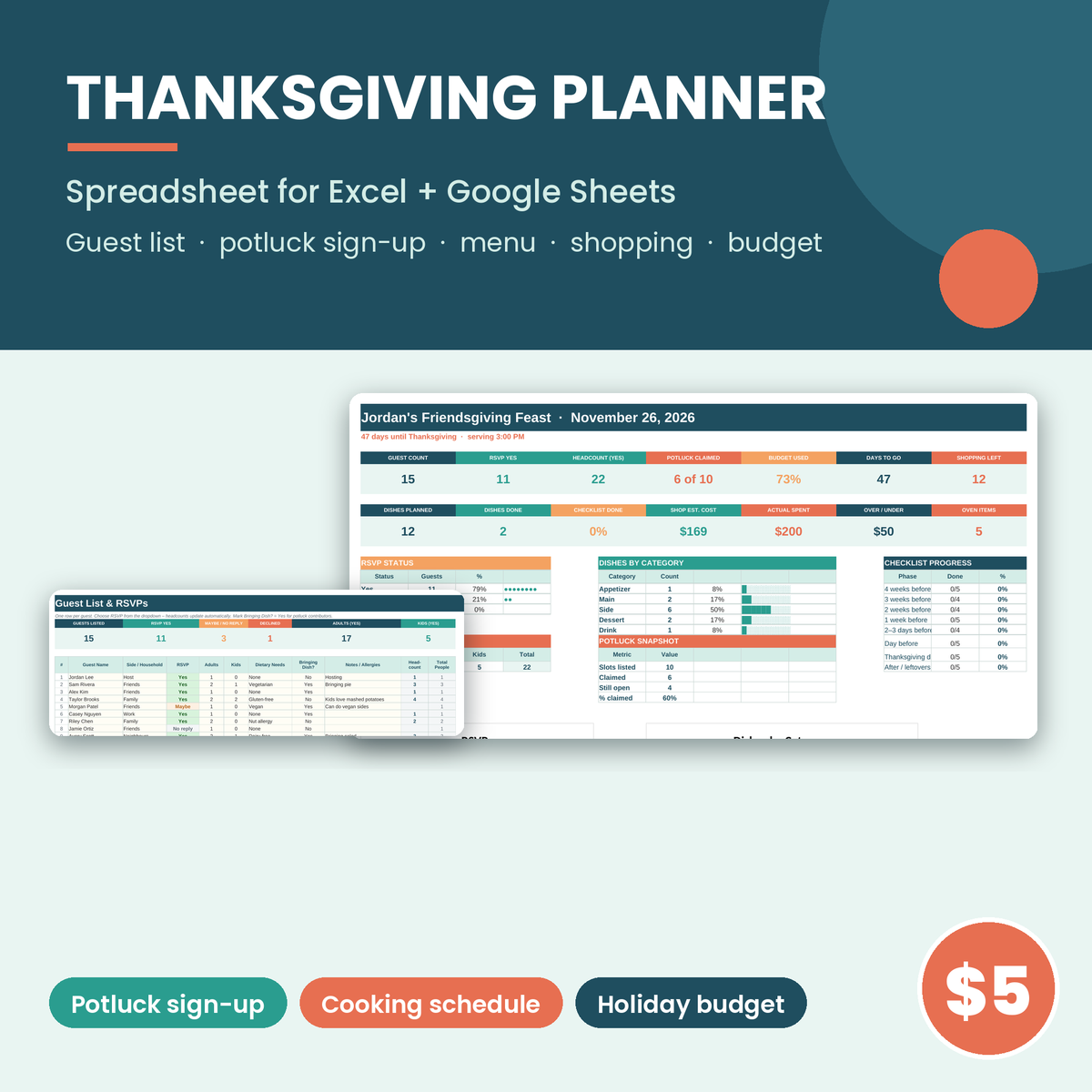 Thanksgiving & Friendsgiving Planner spreadsheet cover