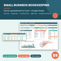 Small business bookkeeping spreadsheet dashboard showing monthly income, expenses and profit